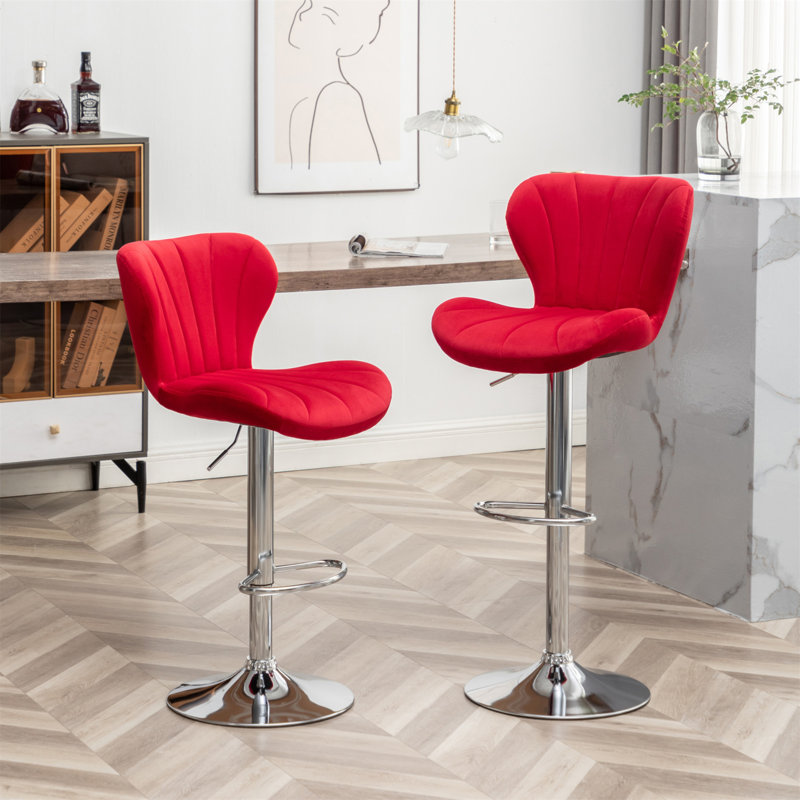 Ensemble de 2 tabourets pivotants réglables Ellston, Rouge