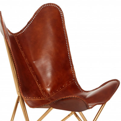  Fauteuil club beige en cuir véritable touffeté