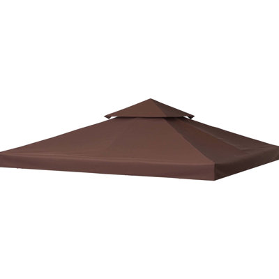 9.8' X Gazebo Replacement Canopy, 2 Cloth, , Coffee, For 9.94' Outdoor 01-0153 & 100100-076 Canopy Replacement, Sun Protection , Fits Frames