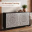 Buffet Boho Mandala 3D en relief, bahut de ferme 4 portes avec tablettes réglables et portes à pousser pour les espaces de vie modernes