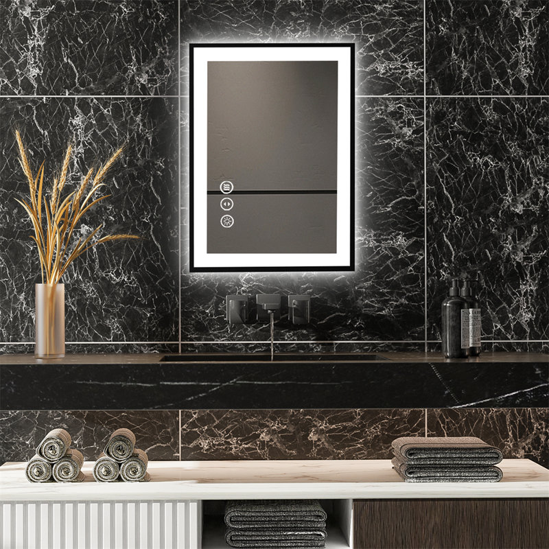 Smart LED Bathroom Mirror with Adjustable Color Temperature, Dimmable, Defogging, 28" H x 20"  W x 1" D