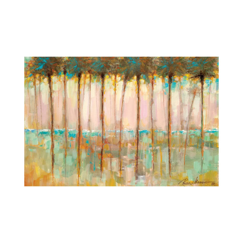Palms at Dusk par Ruane Manning - reproduction d'art, H 8 po x l 12 po x P 0,75 po, Toile tendue, Aucun mat