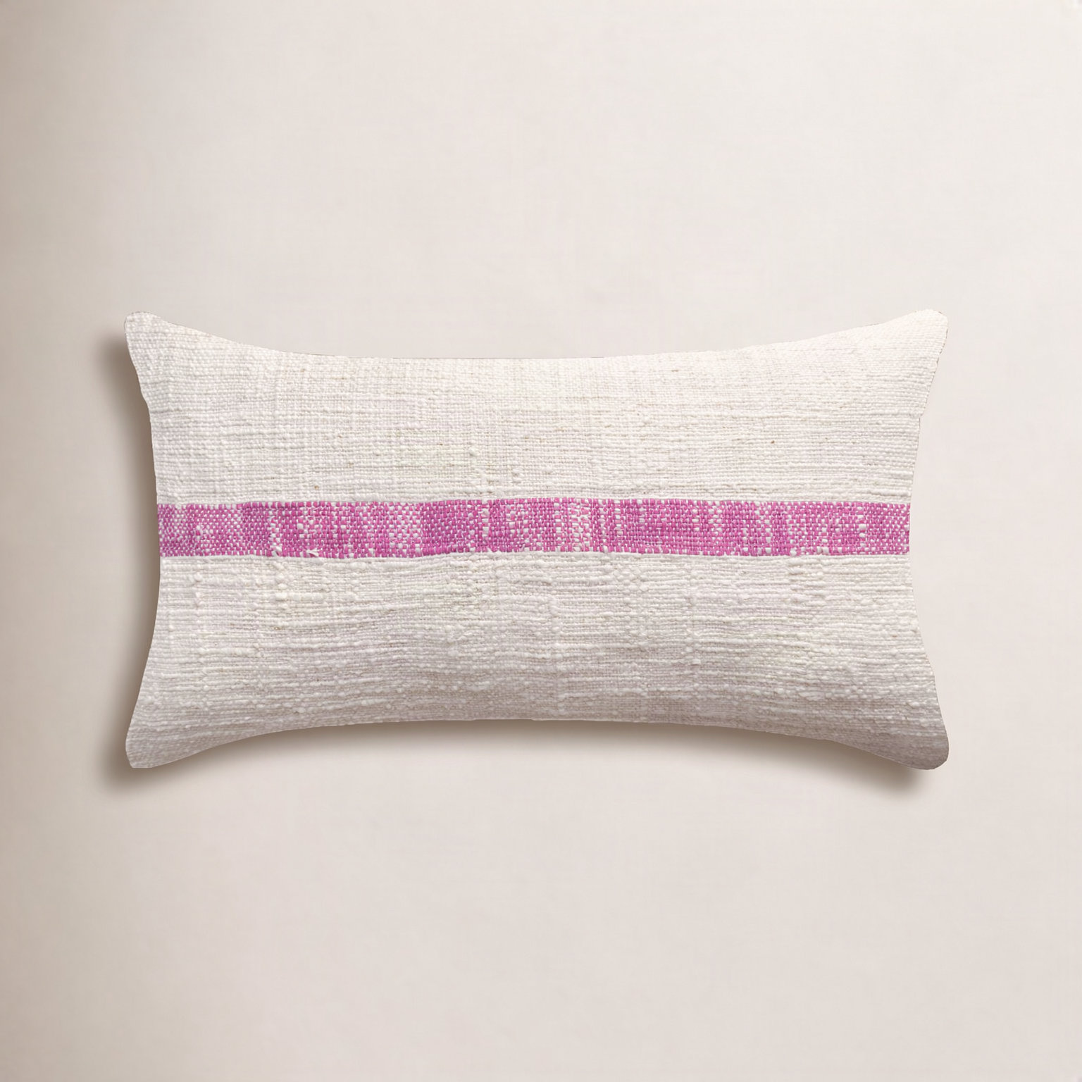 20" x 12" Cotton Pillow Cover, Beige/Purple