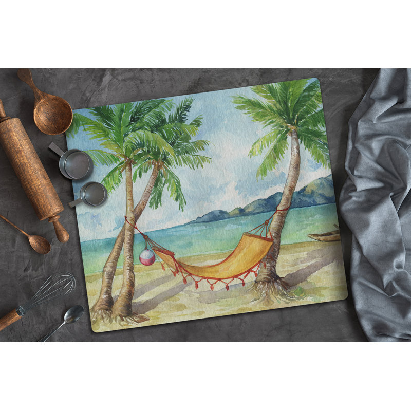 Parkhur Tempered Glass Sea Hammock Palm Chopping Board, 52cm x 40cm