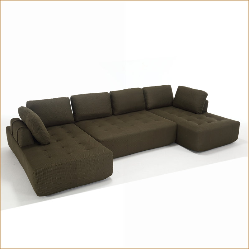 Canapé modulaire à assise en U modulaire à 6 places en tissu maille respirante de 138,5 po Sectional Green | Rembourré | Vert sauge