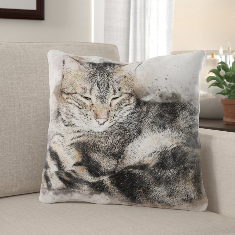Housse et insert de coussin carré Drews Cat, Microsuède, Intérieur