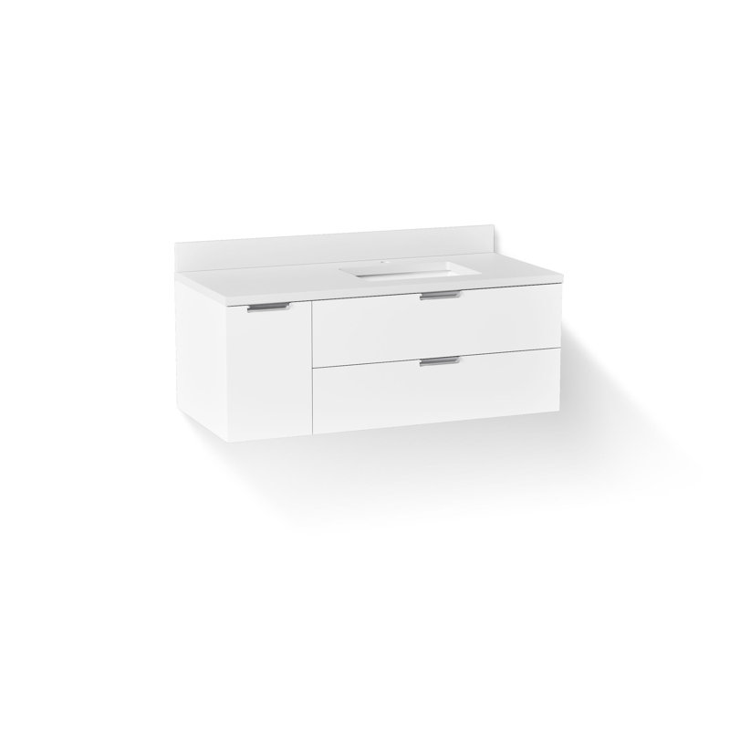 Maxstow 48 In. Wall-Hung Bathroom Vanity Cabinet With Sink And Quartz Top, White
