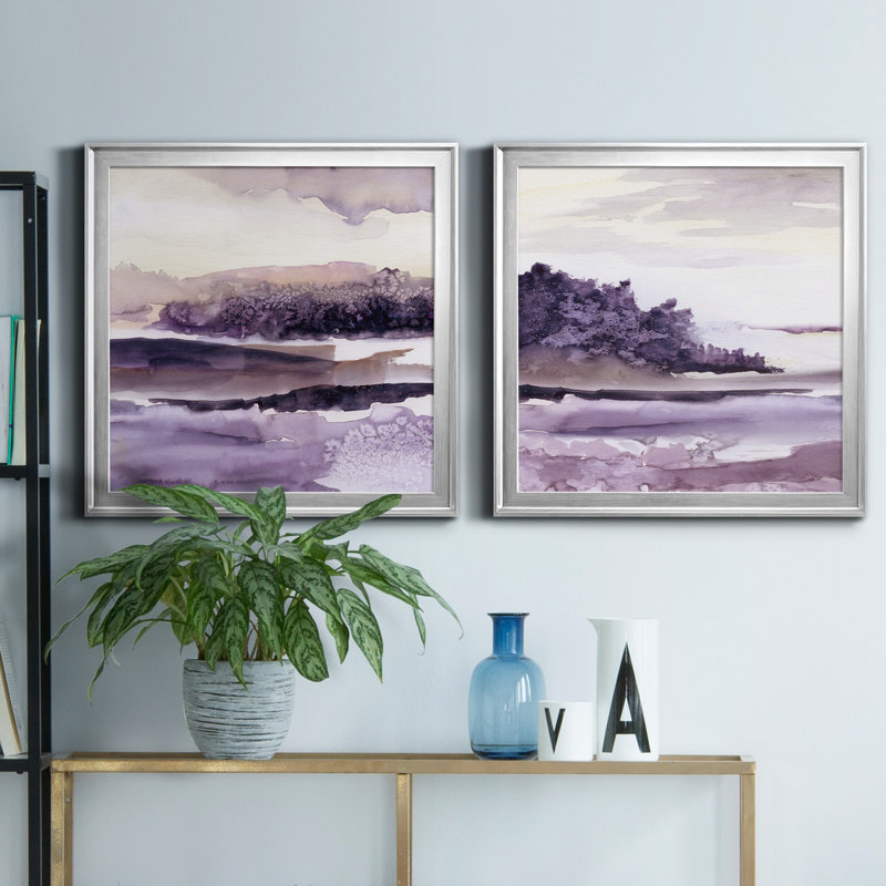 Plum Grove I - ensemble de 2 peintures sur toile encadrées, Argent, H 17,5 po x l 35 po x P 1,5 po