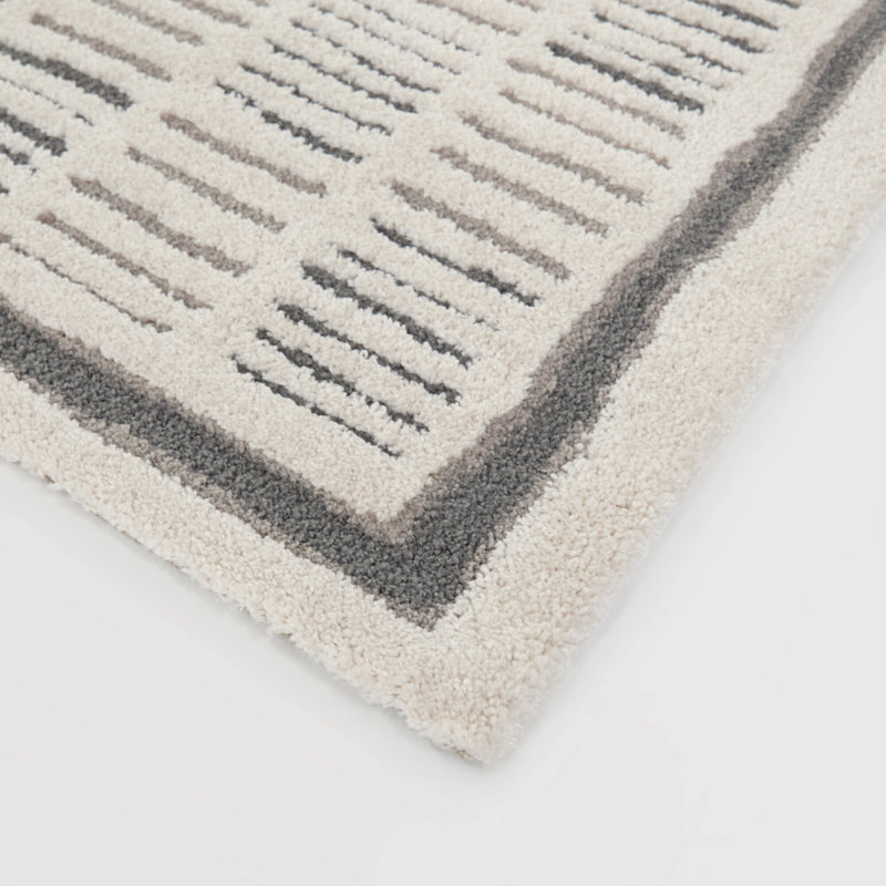 Tapis crème moderne à motif abstrait Guillaume, Rectangle 5 pi 3 po x 7 pi