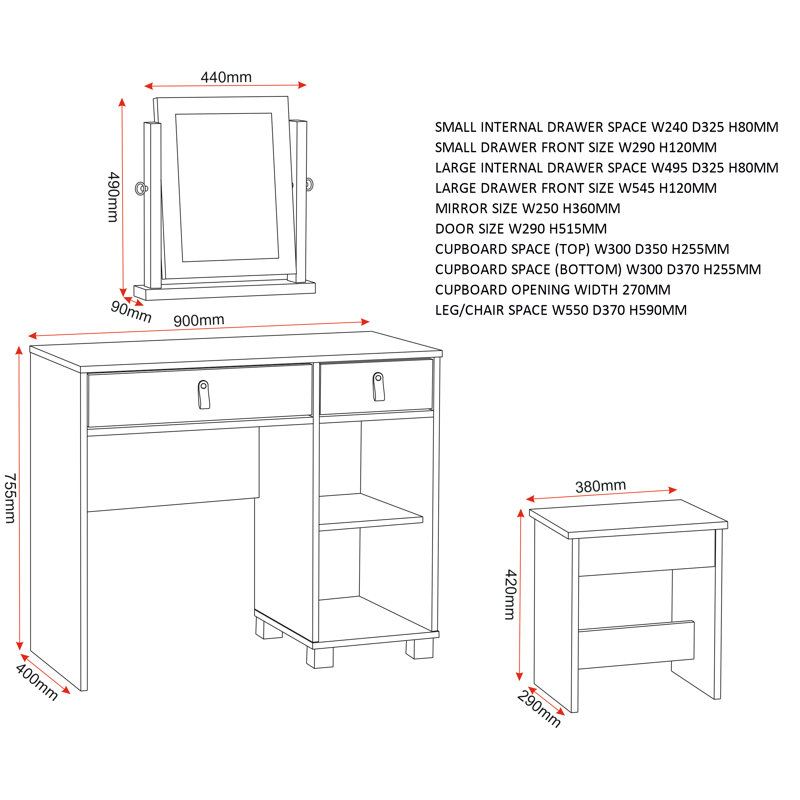 Maddysen Dressing Table with Mirror