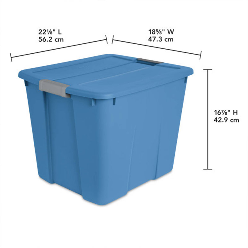 Sterilite 20 Gal Latch Tote w/Handles for Home Storage Bins, Blue Ash (12 Pack)