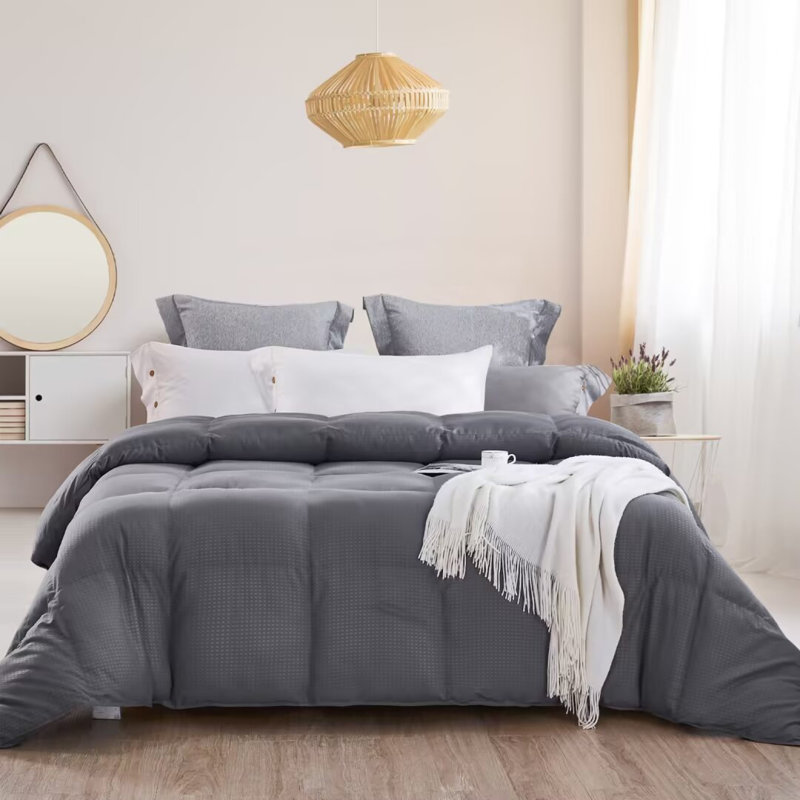Premium All-Season Polyester Teillon - Ultra Soft and Machine Washable, Grey, Full