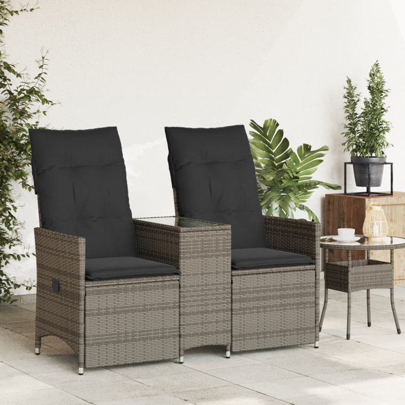 Vidaxl Reclining Garden Sofa Grey, Gray, Dark Gray