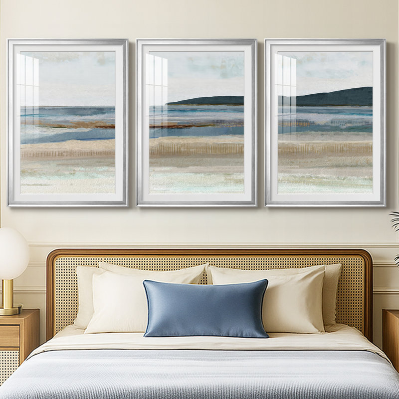 Saltwater Bay I - Impression personnalisée de qualité supérieure avec passe-partout - 3 pièces, H 27 po x l 39 po
