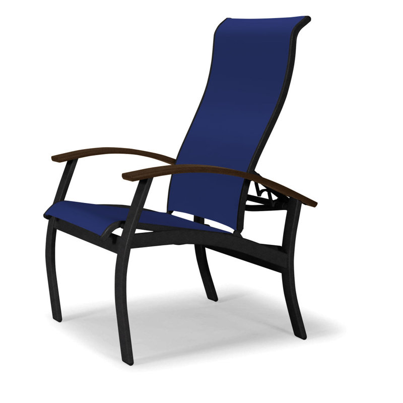 Chaise de patio Askar, Atlantis bleu royal Sunbrella®, Kona, Noir texturé