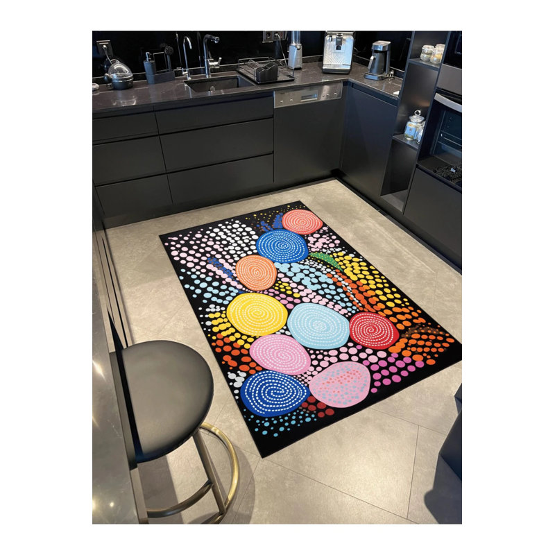Creative Modern Decorative Carpet With Multicolored Spiral Geometric Pattern, Runner 2'6" x 9'11"