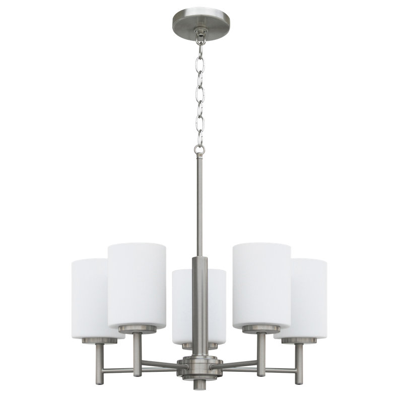 Lustre cylindrique à cinq lumières avec abat-jour