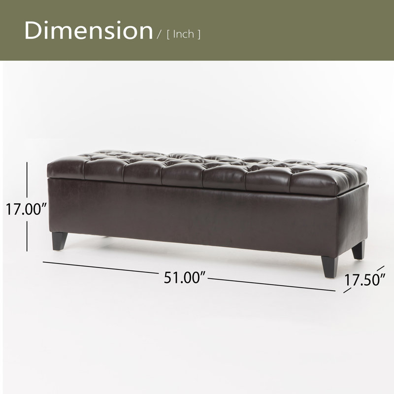 Banc repose-pieds avec rangement, pieds en bois d'hévéa, capacité de 300 lb, Marron foncé