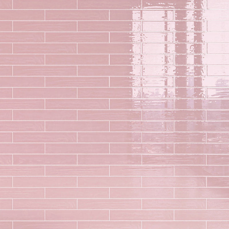 Nova 1.97 in. X 11.81 in. Polished Ceramic Subway Wall Tile, Pink Blush