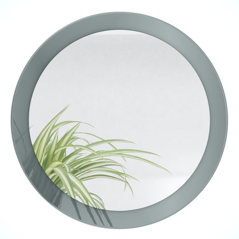 Colwich Engineered Wood Flat Wall Mirror, High-Gloss Grey, 80cm H x 80cm W
