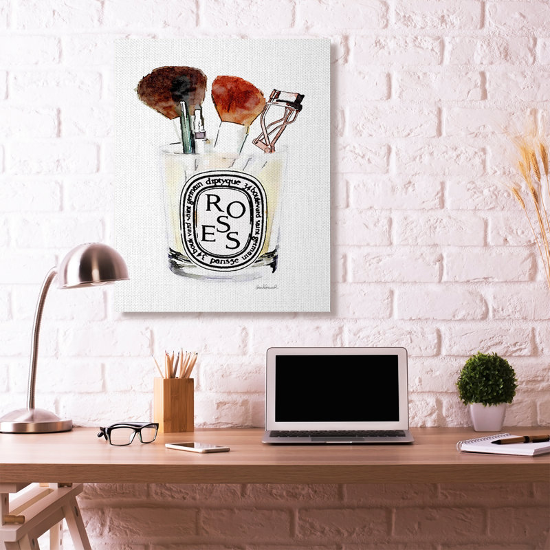 «Fashion Designer Makquillage Glass», art textuel, H 48 po x l 36 po, Toile tendue