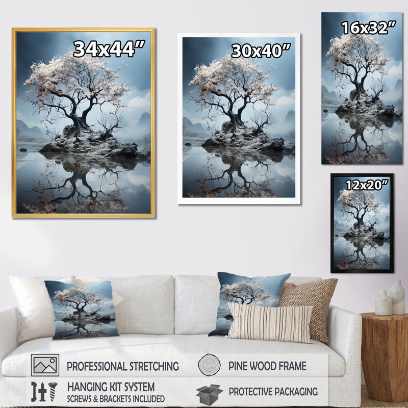 Reproduction d'art sur toile Grey Ree, H 20 po x l 12 po x P 1 po, Cadre photo noir