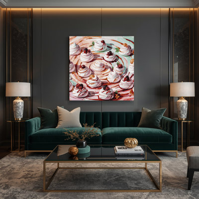 Desserts Pavlova, art mural sur toile grise