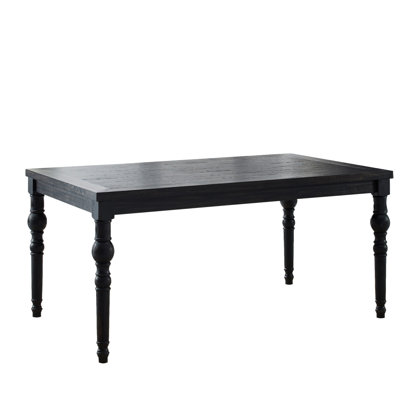 Black Urban Dining Table - Tabletop With Rich Wood Grain Pattern, Legs Stately Turned Feature, Solid Rubberwood Frame For Durability, 65" W X 38"D 30"H, Assembly Required Style Table, Increases