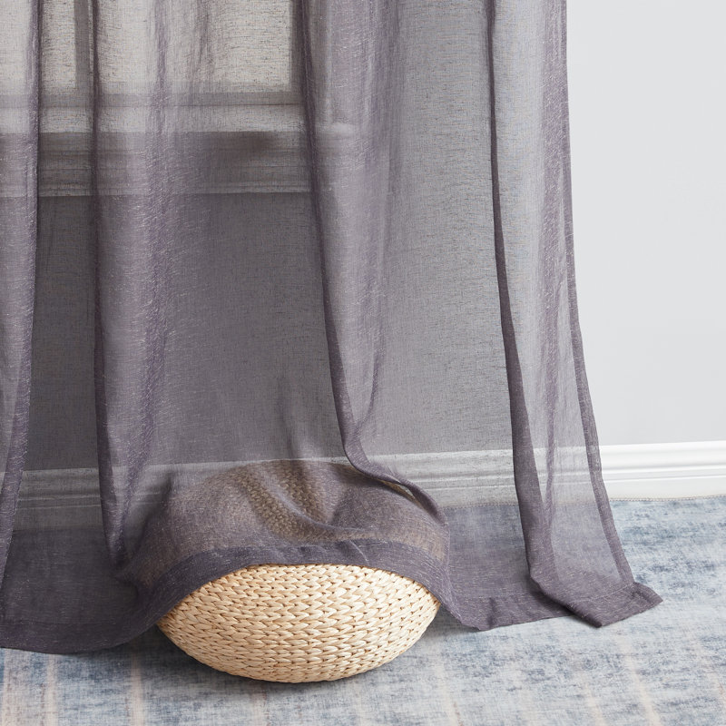 Linen Semi-Sheer Grommet Curtain Panels, 54" W x 96" L, Charcoal Gray