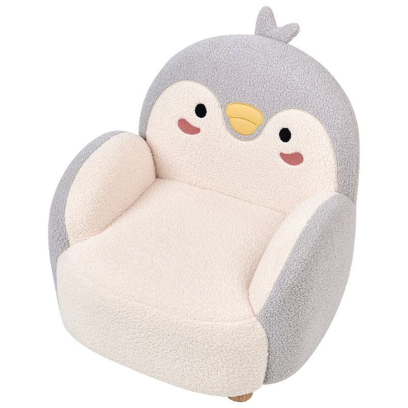 Kids Boucle Armchair Penguin FYN, Brown/White/Grey