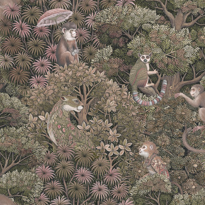  Treetop Troop Damson Wallpaper