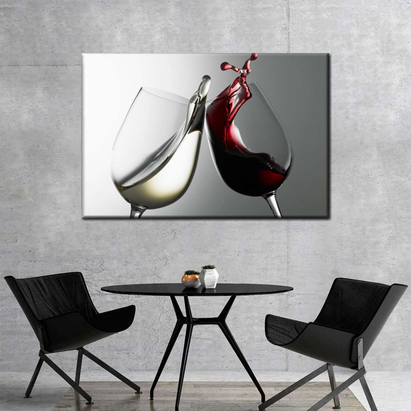 White And Red Wine Canvas Print, 48" H x 32" W x 1.25" D