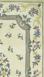 French Country Aubusson Ivory/Yellow Floral Area Rug