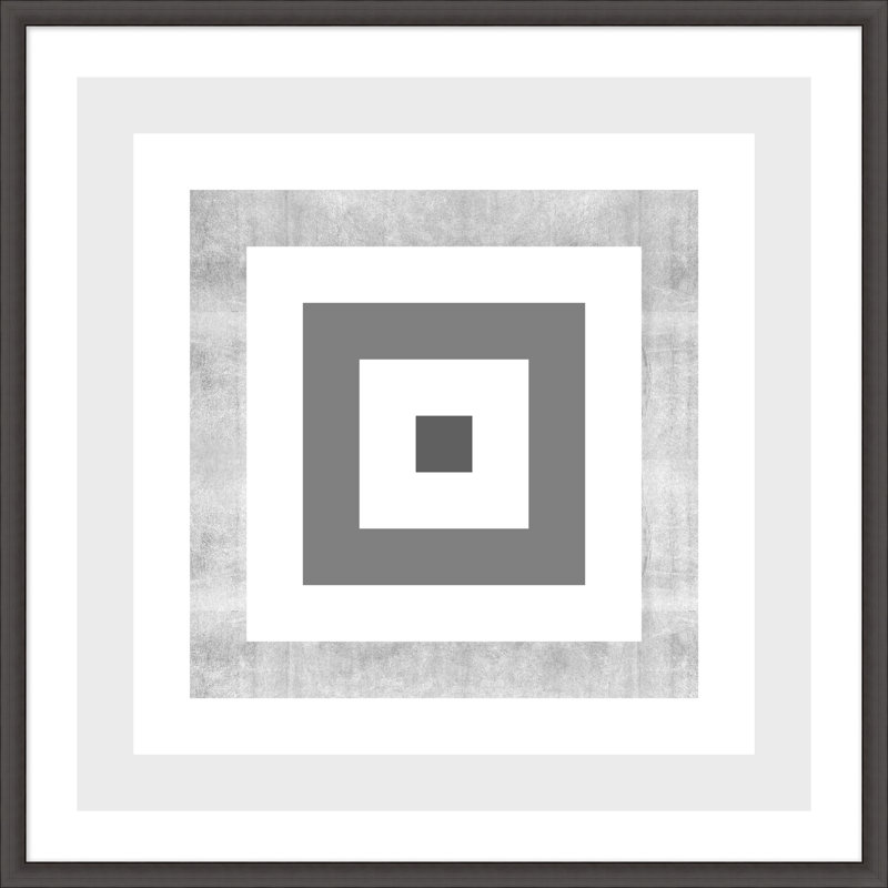 Silver Square 1' Framed Graphic Art Print on Glass
