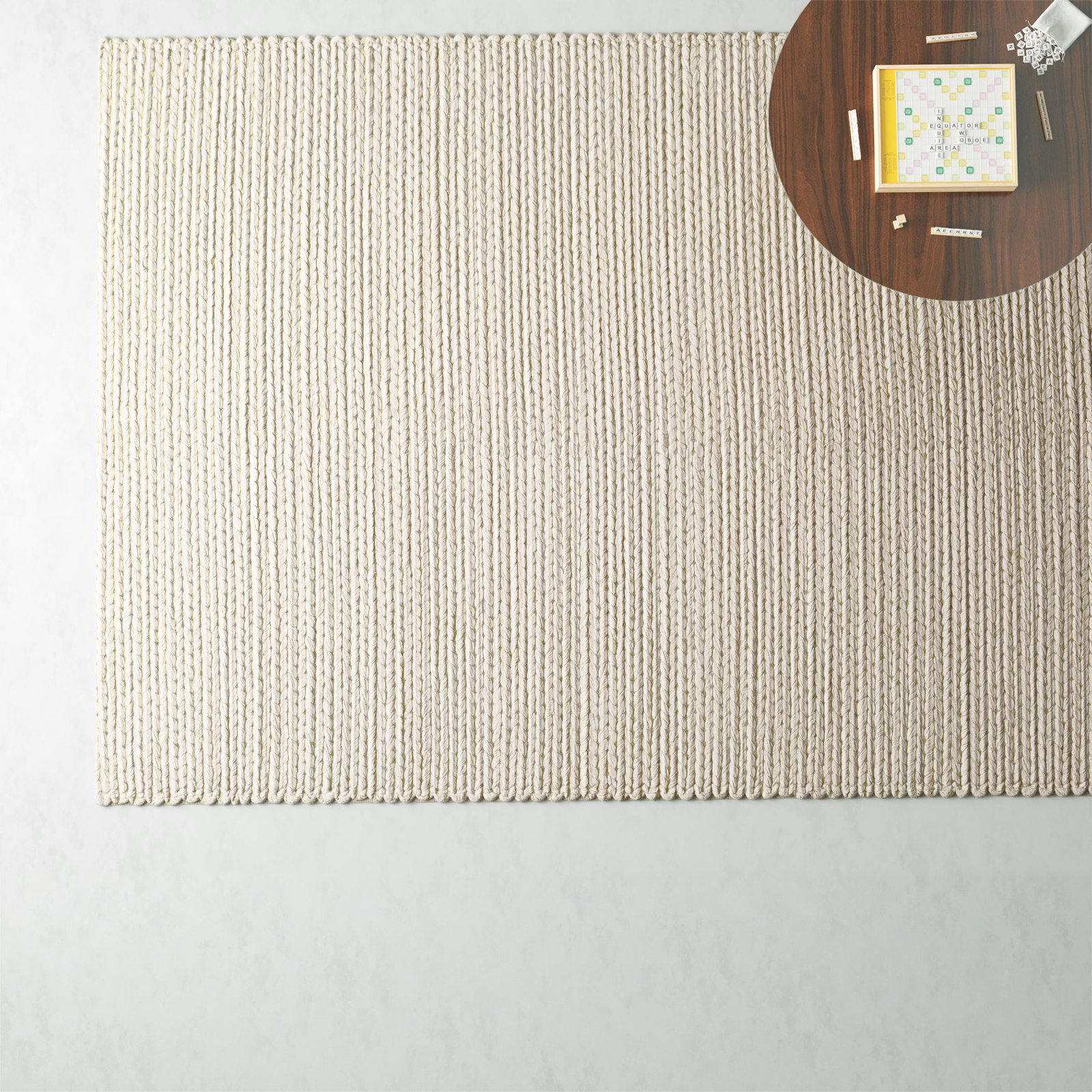 Ithaca Cream Hand-Woven Rug, Rectangle 9' x 13'