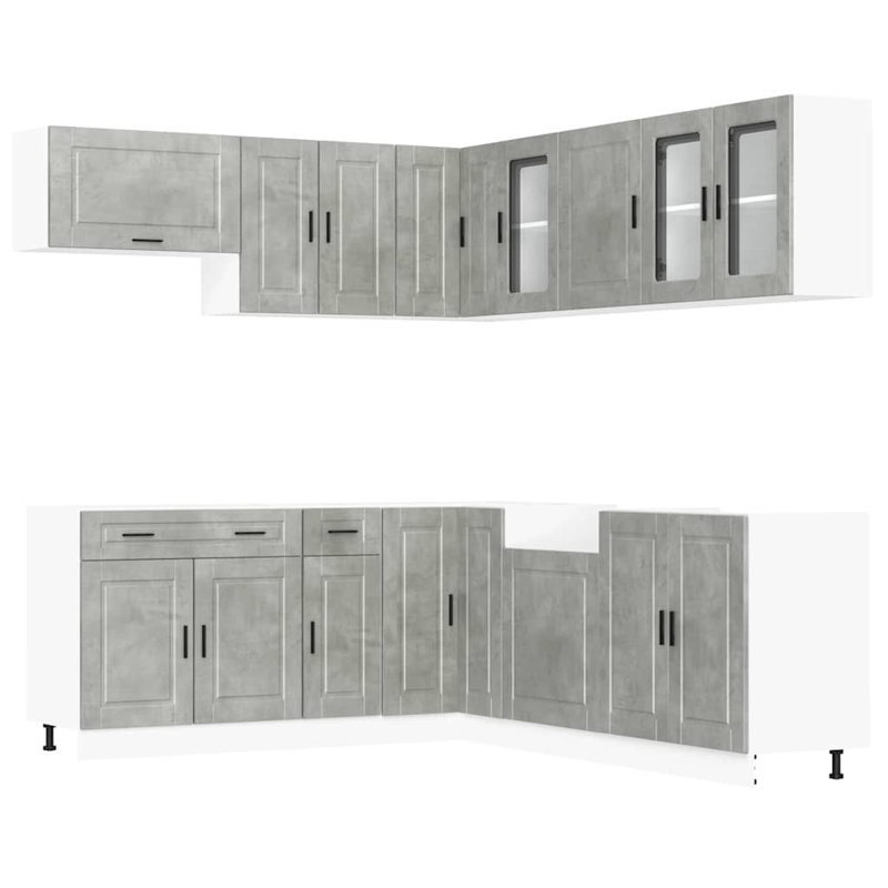 Maribeth 11 Piece Kitchen Cabinet Set, Concrete Grey