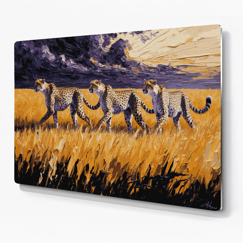 Cats Serengeti, art mural en métal brun, H 144 po x l 216 po x P 0,05 po