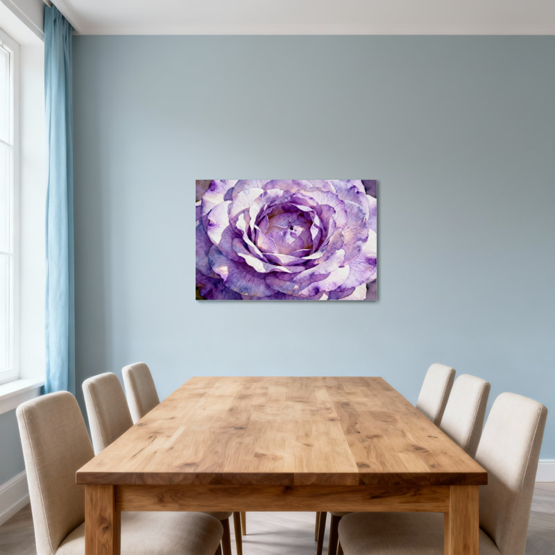 Plantes et fleurs, aquarelle rose mauve, H 16 po x l 24 po