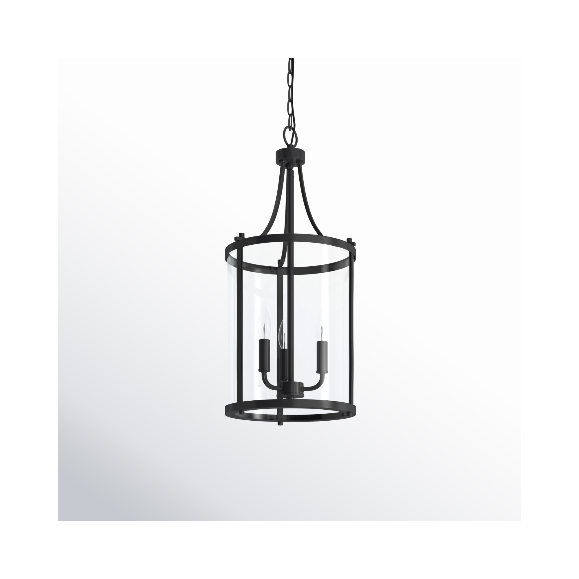 Cleveland 3-Light Sloped Ceiling Adaptable Lantern Chandelier, Black