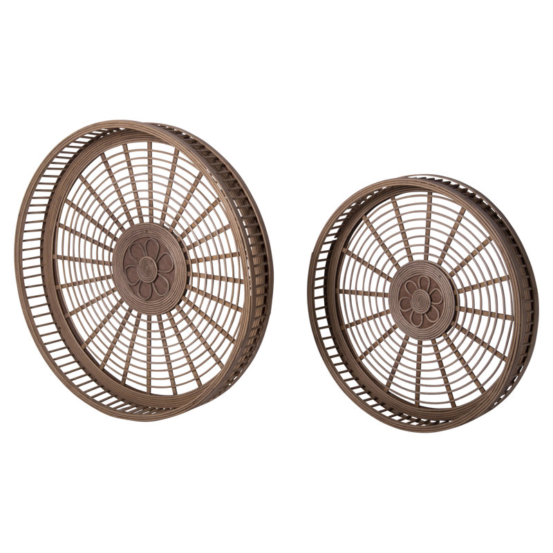 Ensemble de 2 plateaux en rotin