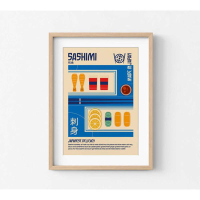 Affiche de Sashimi - impression d'art culinaire japonais moderne