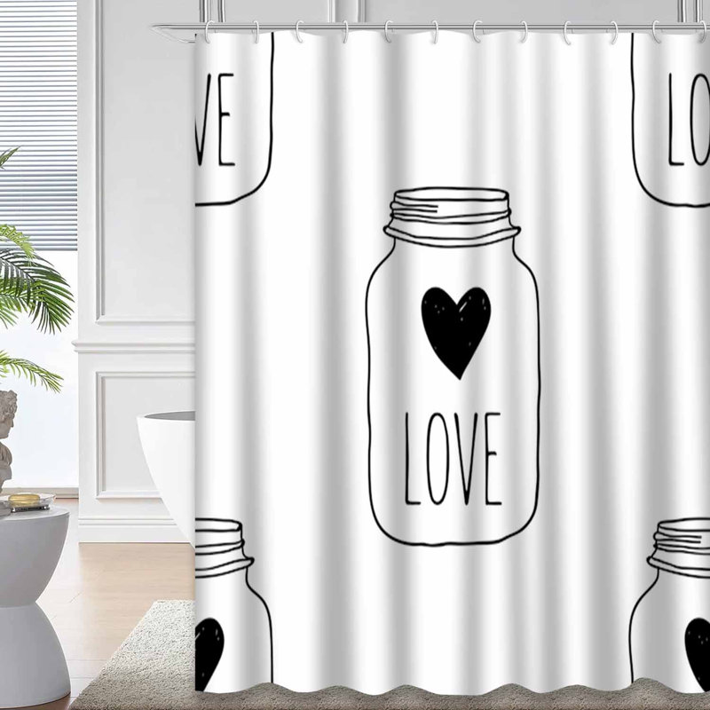 Rideau de douche avec 12 crochets Doodle, L 72 po x l 84 po