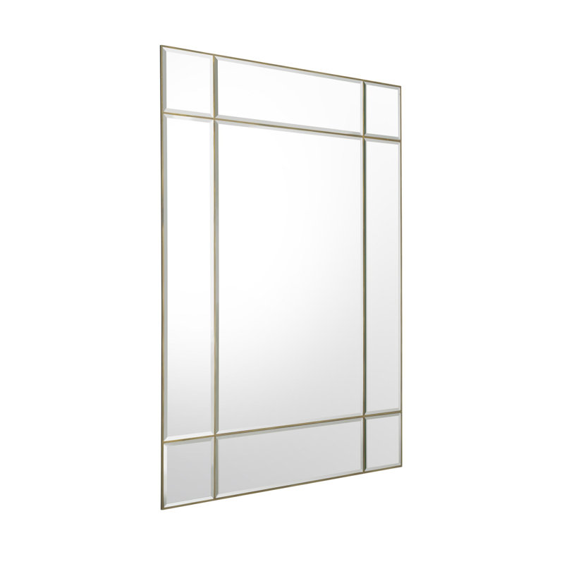 Beaumont Flat Engineered Wood Beveled Wall Mirror, Brass