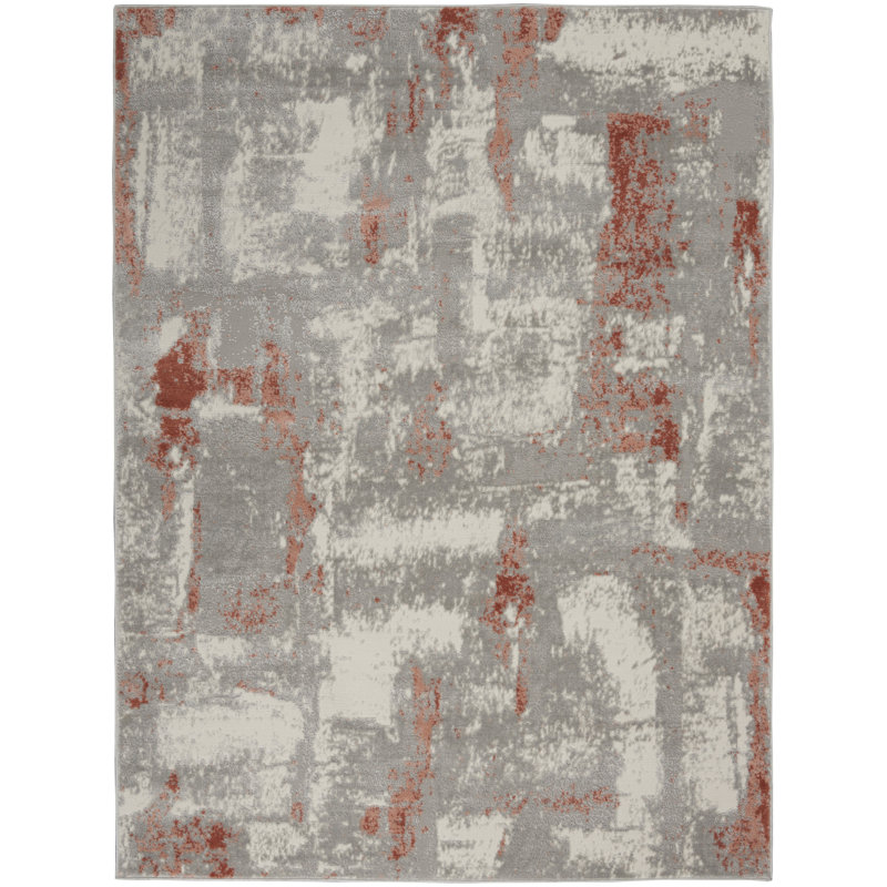 Tapis gris éclectique moderne Rheba, Rectangle 5 pi 3 po x 7 pi 3 po