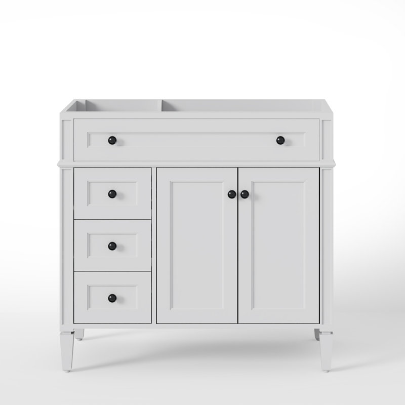 Base de meuble-lavabo simple 36 po Mid-Century moderne seulement, lavabo non inclus