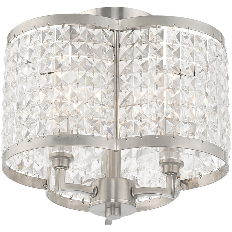 Treska Crystal Semi Flush Mount, Brushed Nickel