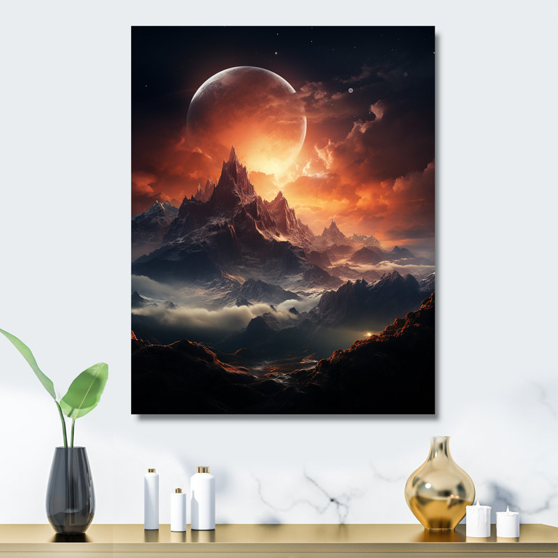 Lunar Space Mountain Landscapes IV - Space Landscapes Metal Wall Art, H 20 po x l 12 po x P 1 po
