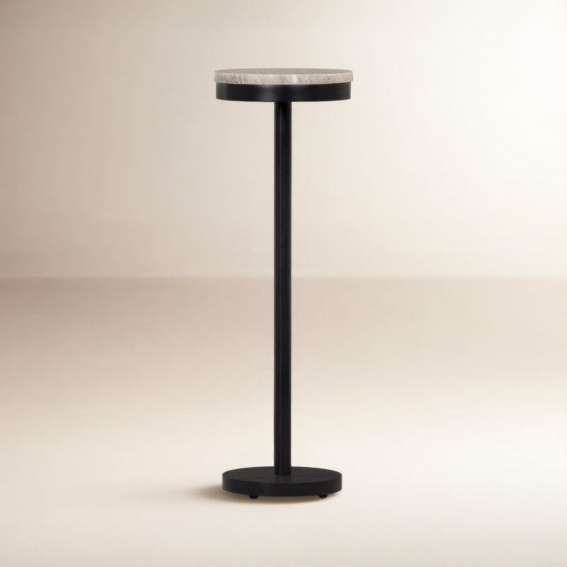 Isaac Shay Drink Table, Black, Brown Marble