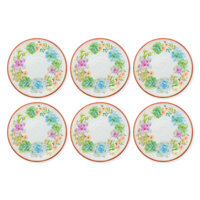 6-Piece Sweet Succulents 11" Melamine Plate