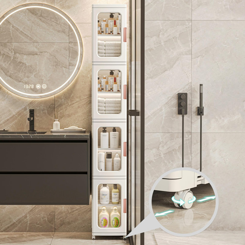 Armoire de rangement en plastique à 4 niveaux avec portes et tablettes